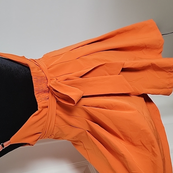 Pleated Orange High Waisted Romper Shorts Size L - Picture 5 of 7